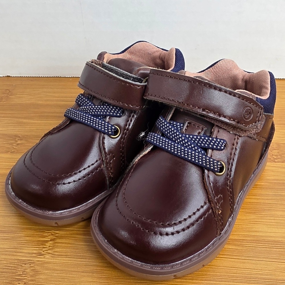Stride Rite SRT Anders Boys Brown Leather Hook and Loop Shoes BB018501 Size 4M